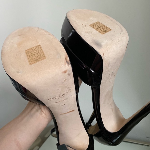 New Jimmy Choo Max 150 Black Patent Leather Open
Toe Platform Sandals 41 $1,095 - Picture 7 of 13